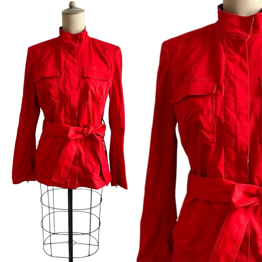 St. John Small Red Belted Utility Jacket